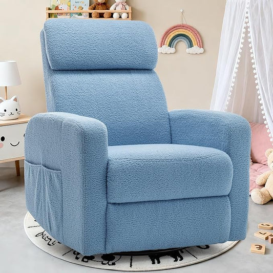 Power Swivel Recliner Chairs for Adults, Electric Glider Rocking Chair Nursery, Glider Recliner Nursery Chair with Classified Side Pocket, Nursery Rocking Chairs with USB and Type-C Ports