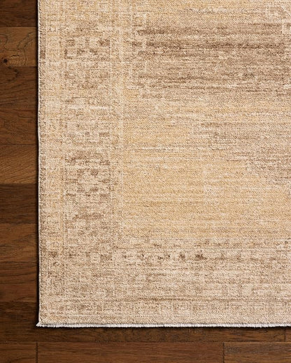 Loloi Chris Loves Julia Palma Collection PLM-07 Wheat/Taupe 7'-10" x 10' Fringe Area Rug Vintage Style Boho Living Room Bedroom Carpet