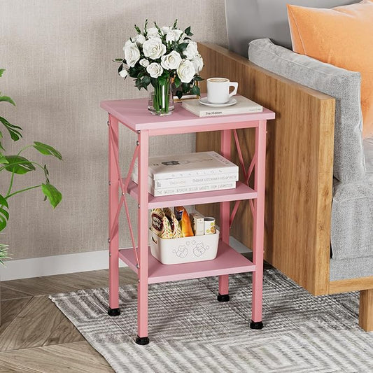 VECELO Modern Nightstands X-Design Side End Table Night Stand with Storage Shelf for Bedroom,Living Room