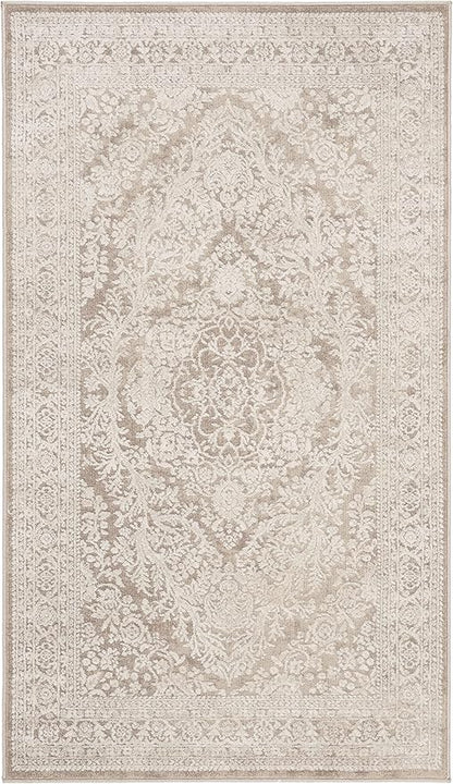 SAFAVIEH Reflection Collection Accent Rug - 2'3" x 3', Beige & Cream, Non-Shedding & Easy Cleaning, Ideal for Entryway, Living Room, Bedroom (RFT668A)