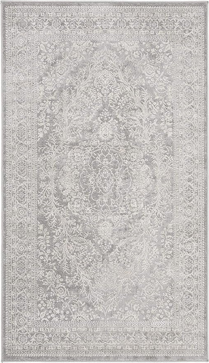 SAFAVIEH Area Rug 3x5 - Reflection Collection - Light Grey & Cream, Non-Shedding & Easy Cleaning, Ideal for Foyer, Living Room, Bedroom (RFT668G)