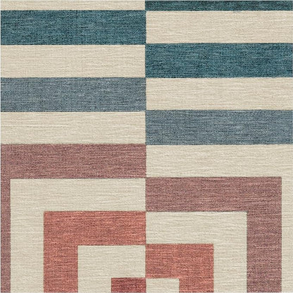RUGGABLE x Jonathan Adler Washable Modern Area Rug – Op Art Teal 8x10, Stain-Resistant, Non-Slip – Large Machine Washable Rugs for Living Room, Bedroom, Hallway, Entryway & Office–with Standard Pad