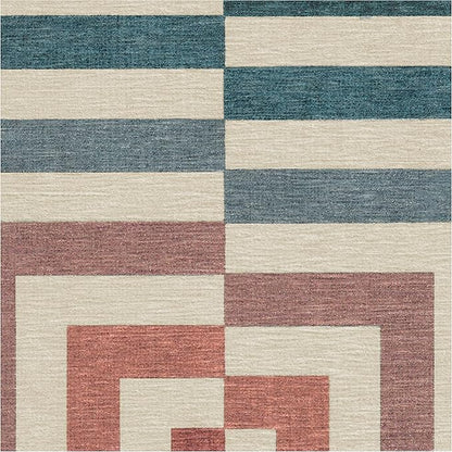 RUGGABLE x Jonathan Adler Washable Modern Area Rug – Op Art Teal 3x5, Stain-Resistant, Non-Slip – Small Machine Washable Rugs for Living Room, Bedroom, Hallway, Entryway & Office–with Standard Pad