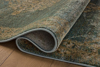 Loloi Magnolia Home by Joanna Gaines Mona Collection MOA-04 Aqua/Wheat 11'-6" x 15'-6" Area Rug