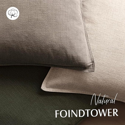 Foindtower Set of 2, Decorative Linen Soild Throw Pillow Covers Soft Accent Euro Cushion Case Farmhouse Neutral Pillowcase for Chair Couch Sofa Bedroom Living Room Home Decor 22 x 22 Inch Brown Tan