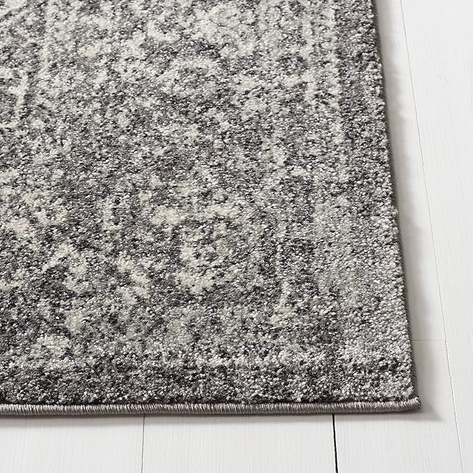 SAFAVIEH Evoke Collection Area Rug - 6'7" x 9', Grey & Ivory, Distressed Design, Non-Shedding & Easy to Clean, Ideal for Living Room, Bedroom, Dining Space (EVK256D)