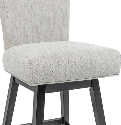 Bar Stool, 26 Inch Upholstered Barstools with 15.7" High Back and Footrest, Swivel Counter Height Barstools for Kitchen Island Home Bar Performance Fabric Ivory White