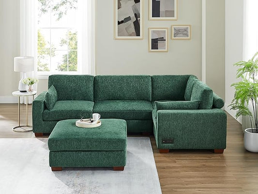 VANOMi Large Modular Sectional Sofa, Oversized Couch with Charging Station, Cloud Couch Deep Seat Sofa with Thick Cushion, Convertible Sectional Couches for Living Room Office Apartment