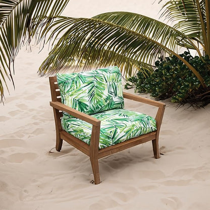 Tommy Bahama Deep Seating Lounge Cushion, 24" X 24" X 4", Coastal Palm Green Leaf