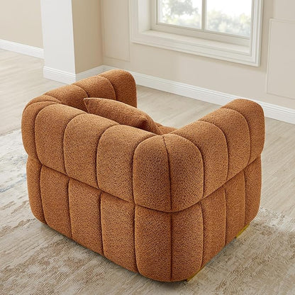 VANOMi 44.09”Oversized Accent Chair, Boucle Arm Chair with Deep Seat, Comfy Reading Chair for Living Room, Bedroom, Office, Apartment, Curry (1 Piece)