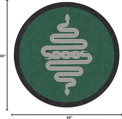 RUGGABLE x Jonathan Adler Machine Washable Modern Area Rug – Venom Emerald 8 ft Round, Stain-Resistant, Non-Slip – Large Rugs for Living Room, Bedroom, Hallway, Entryway & Office–with Cushioned Pad