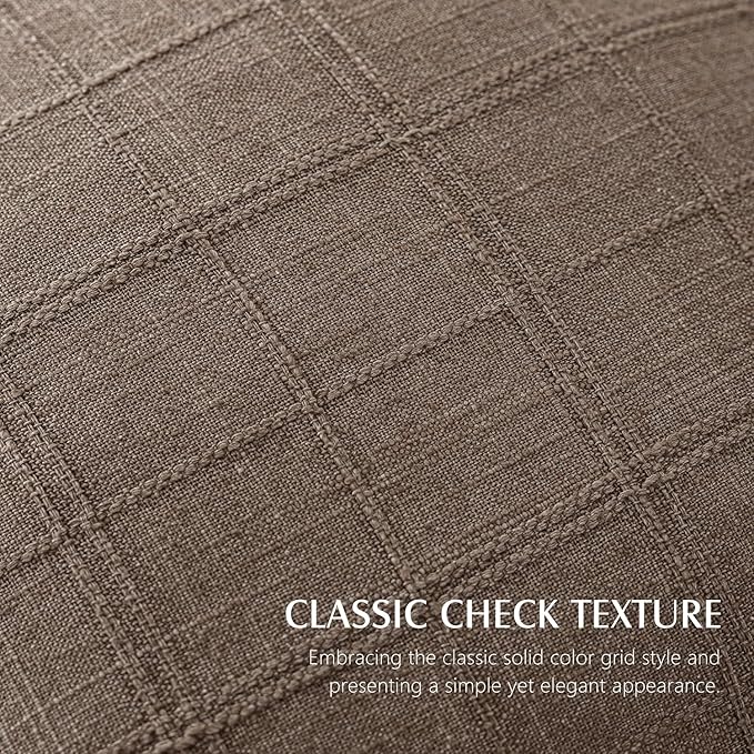 Foindtower Set of 2 Decorative Linen Check Throw Pillow Covers Neutral Farmhouse Vintage Cushion Covers Modern Boho Home Decor for Sofa Chair Couch Bedroom Living Room,22×22 Inch,Taupe Grey