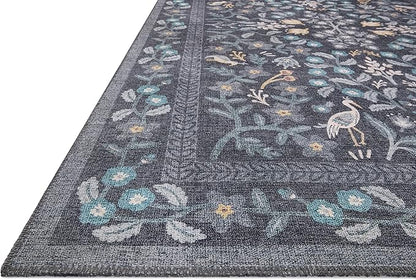 Loloi Rifle Paper Co. Maison Collection MAO-01 Nightingale Black 5'-0" x 7'-6", .19" Pile Height, Area Rug