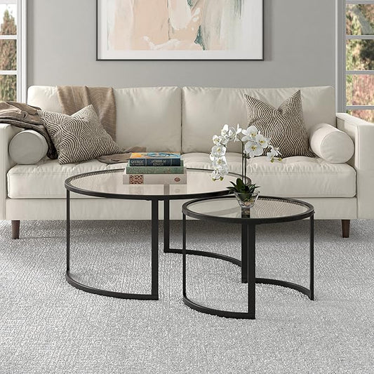 Mitera Round Nested Coffee Table in Blackened Bronze