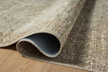 Loloi Amber Lewis Cambria Collection CBR-05 Aqua/Natural 2'-0" x 5'-0" Accent Rug Jute, Neutral, Vintage Style, Antique Tone, Living, Bedroom, Dining, Carpet