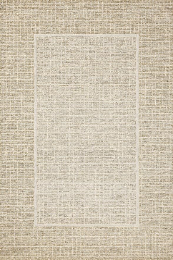 Loloi Chris Loves Julia Briggs Collection, Wheat & Ivory, 5'-0" x 7'-6" Area Rug – Minimal Gritted Design Area Rugs for Living Room Bedroom Entryway & Hallway No Shed High Traffic Home Decor Rug