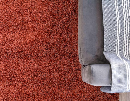 Unique Loom Solid Shag Collection Area Rug (2' 6" x 19' 8" Runner, Terracotta)