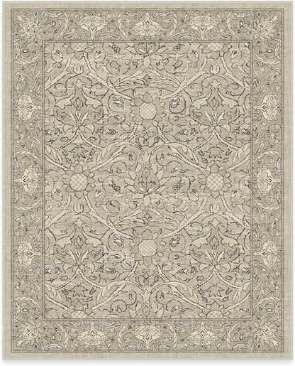 RUGGABLE x Morris & Co Washable Area Rug – Montreal Natural Stone 8x10, Stain-Resistant, Non-Slip – Large Machine Washable Rugs for Living Room, Bedroom, Hallway, Entryway & Office–with Standard Pad