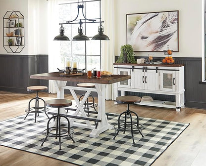 Signature Design by Ashley Valebeck Industrial Adjustable Height Swivel Barstool, 2 Count, Brown