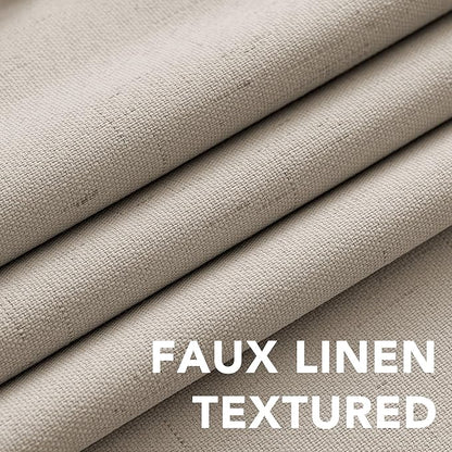 H.VERSAILTEX 100% Blackout Curtains for Bedroom Thermal Insulated Linen Textured Curtains Heat and Full Light Blocking Drapes Living Room Curtains 2 Panel Sets, Cobblestone, 52x54 Inch