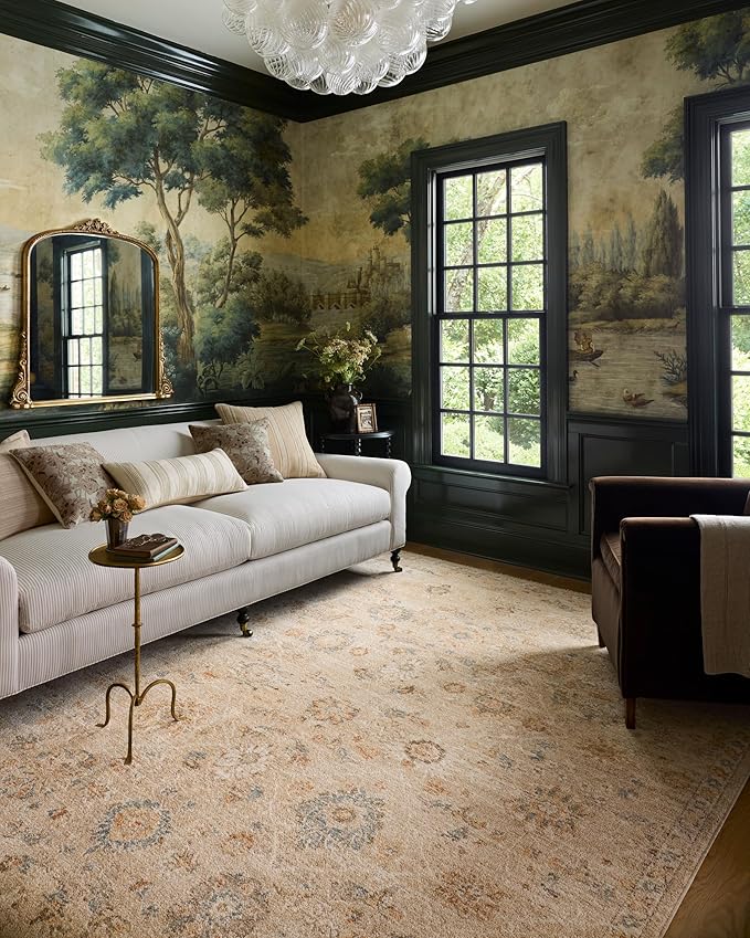 Loloi Chris Loves Julia Palma Collection PLM-11 Natural/Multi 2'-3" x 3'-10" Fringe Accent Rug Vintage Style Boho Living Room Bedroom Carpet