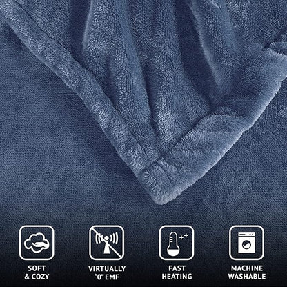 Beautyrest Heated Electric Blanket for Cold Weather, Fast Heating Heated Blanket, Auto Shut Off, Virtually Zero EMF, Multi Heat Setting, UL Certified, Sapphire Full (84 inx80 in)