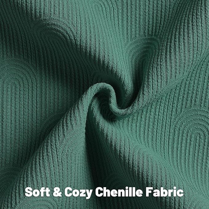 FUTEI Teal Chenille Decorative Throw Pillow Covers 16x16 Inch Set of 2,Soft Cozy Striped Geometric Patterns Cushion Cases,Modern Home Decor for Couch Bed Living Room