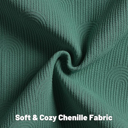 FUTEI Teal Chenille Decorative Throw Pillow Covers 18x18 Inch Set of 2,Soft Cozy Striped Geometric Patterns Cushion Cases,Modern Home Decor for Couch Bed Living Room