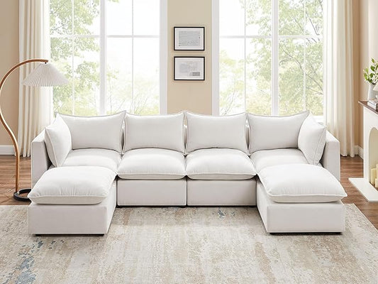 VANOMi Modular Sectional Sofa 6 Seater, Convertible Sectional Couch for Living Room with Rearrangeable Seats, U Shaped Sofa