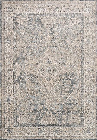 Loloi Teagan Collection TEA-04 Sky/Natural 6'-7" x 9'-2" Area Rug, Large, Soft Neutral Rug, High-Traffic for Living Room, Bedroom, Home Office, Dining Area