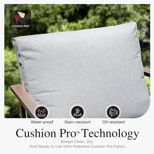 Sophia & William Modern Patio Furniture Set Outdoor Conversation Set 6pcs Heavy Duty with Soft Cotton-Filled Textilene Fabric for 5, Adjustable Coffee Table for Pool Garden Backyard