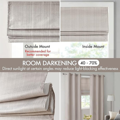 Madison Park Galen Cordless Roman Shade, 31"W x 64"H, Sheen Taupe – Room Darkening, Thermal Insulated, Energy Efficient Window Blind with Subtle Sheen Basketweave Fabric for Privacy