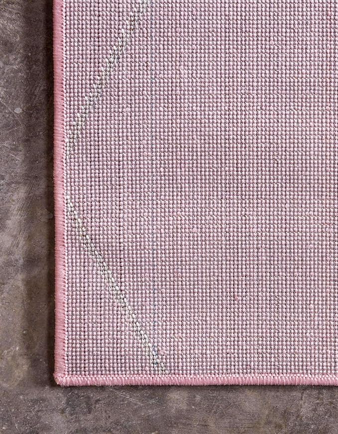 Unique Loom Trellis Frieze Collection Area Rug - Geometric (7' 10" Square, Light Pink/ Ivory)