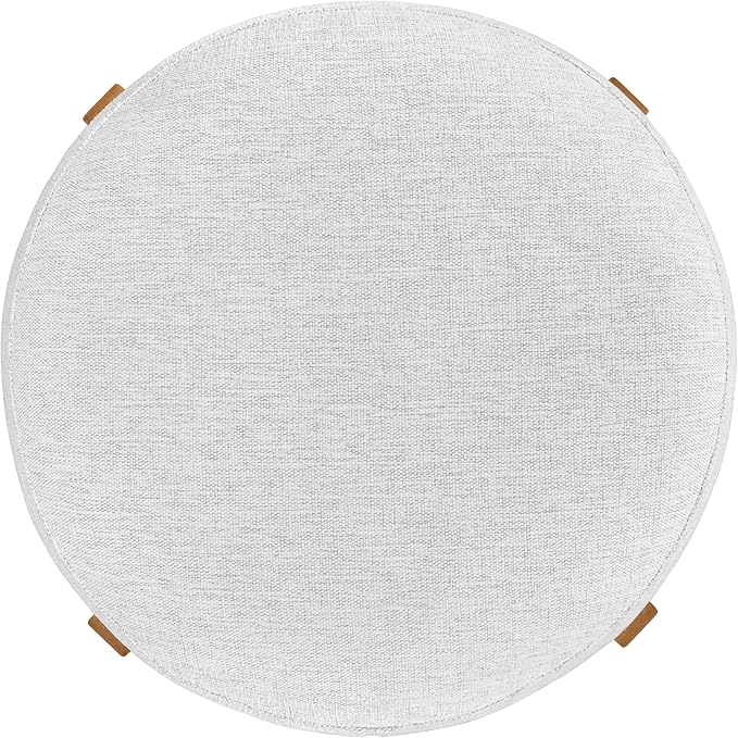 Christopher Knight Home Lera Modern Counter Height Bar Stools Set of 4, Fabric Round Stool Chair for Kitchen Island, Wooden Dining Room Chair, Upholstered Counter Stool with Footrest, Walnut+Ivory