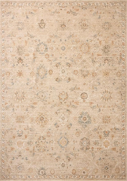 Loloi Chris Loves Julia Palma Collection PLM-11 Natural/Multi 2'-3" x 3'-10" Fringe Accent Rug Vintage Style Boho Living Room Bedroom Carpet