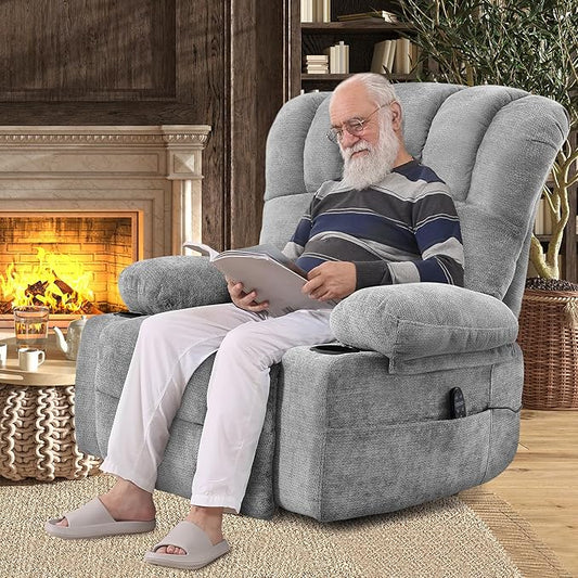 DURASPACE Power Lift Recliner Electric Lift Massage Recliner Chairs with Heat, Large Shell Velvet Backrest Lift Chair Recliners for Elderly, Seniors (Gray)