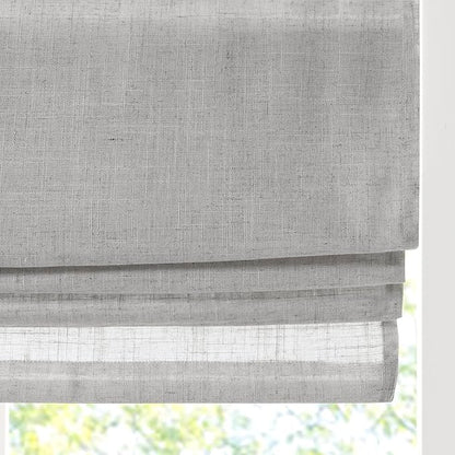Madison Park Kyler Cordless Roman Shades - Single Panel, Lightweight Linen Blend Fabric, Natural Design, Easy Installation, Light Filtering Window Blind, Bedroom, Living Room Decor 31" W x 64" H Grey