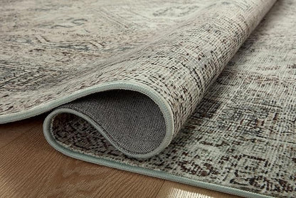 Loloi Magnolia Home by Joanna Gaines Sinclair Collection SIN-04 Natural/Sage 5'-0" x 7'-0", .25" Pile Height, Machine Washable, Area Rug