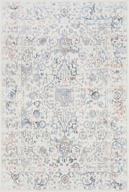 nuLOOM 6' Round Machine Washable Stain-Resistant Area Rug Medium Profile for Living Room, Bedroom, and Dining Room, Everlee Blue