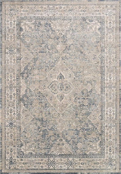 Loloi Teagan Collection TEA-04 Sky/Natural 3'-4" x 5'-7" Accent Rug, Large, Soft Neutral Rug, High-Traffic for Living Room, Bedroom, Home Office, Dining Area