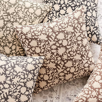 Foindtower Set of 2 Decorative Neutral Floral Throw Pillow Covers Accent Farmhouse Cushion Covers Boho Vintage Pillowcase for Couch Sofa Bedroom Living Room Home Decor,18×18 Inch,Brown