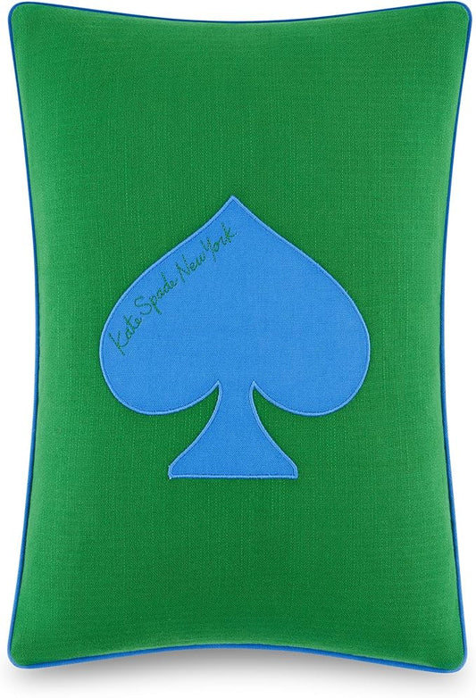 Kate Spade New York 5 of Spades Reversible Decorative Pillow, 14" x 20" Throw Pillow for Bed or Sofa, Cotton Cover, Black, White, Blue and Green, 14 x 20, Multi
