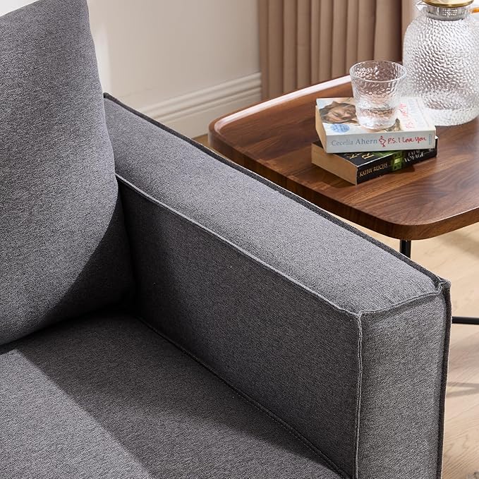 90 inch Cloud Modular Sectional Sofa, 3 Seater Linen Fabric Couch, Modern Convertible Comfortable Sofa Couch for Living Room/Apartment, Grey