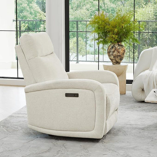 Watson & Whitely Power Recliner Chairs for Adults, Zero Wall Recliners W Power Headrest Type-C Charger, Small RV Recliners Home Theater Seating for Living Room, Fabric in Linen