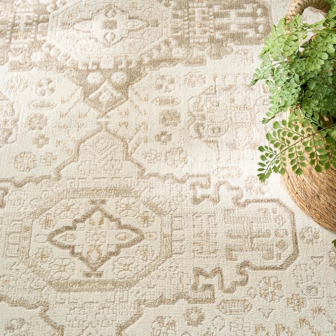Nourison Home Pardis Ivory Beige 5'3" x 7' Area Rug - Easy Clean, Non Shedding, Bed Room, Living Room, Dining Room, Kitchen (5' x 7')