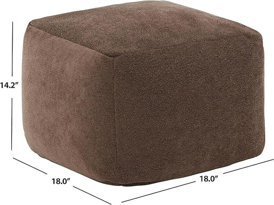 SAFAVIEH Couture Collection Samuels Dark Brown Boucle Pouf Ottoman Foot Rest (Fully Assembled)