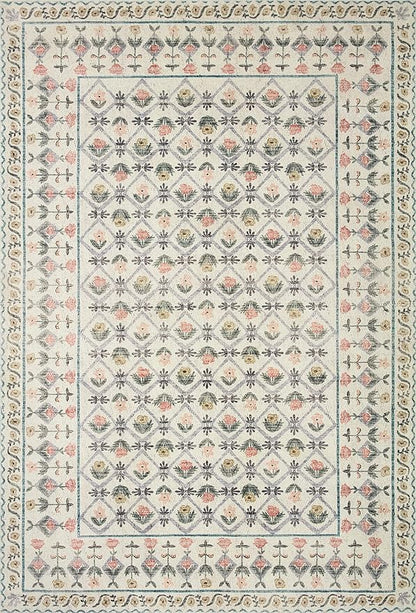Loloi Rifle Paper Co. Eden Collection EDE-03 Lattice Ivory 5'-0" x 7'-6" Area Rug feat. CloudPile™