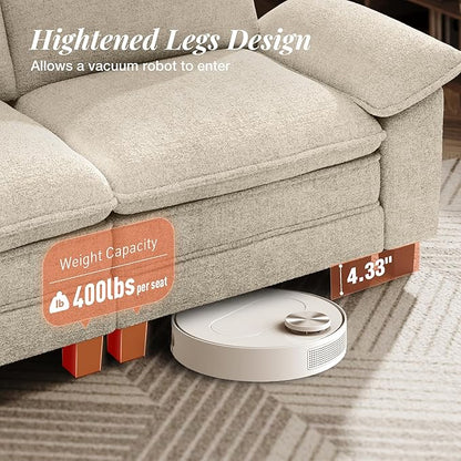 53.5" Cloud Modular Sectional Single Sofa, Deep Seat Armchair with Plush Chenille & Removable Arms for Living Room, Beige