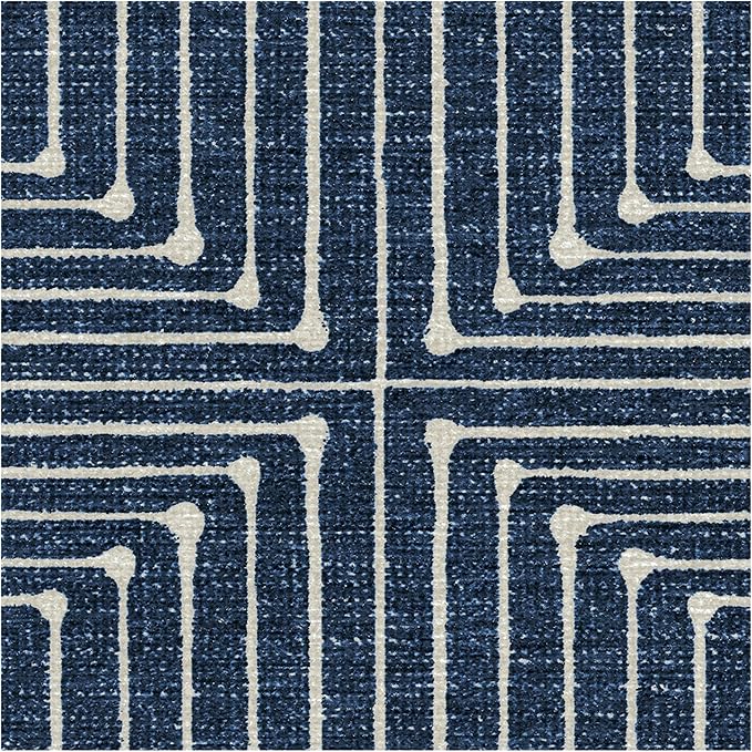 RUGGABLE x Jonathan Adler Machine Washable Modern Area Rug – Inkdrop Lapis Blue 5x7, Stain-Resistant, Non-Slip – Medium Rugs for Living Room, Bedroom, Hallway, Entryway & Office–with Standard Pad