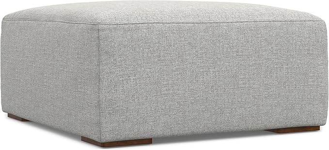 SIMPLIHOME Rex Right Corner Sectional Modular Sofa and Ottoman Set in 100% Recycled Polyester Tightly Woven Performance Fabric, Pale Grey, 116-inch-wide L-Shaped Sofa and 34-inch-Wide Ottoman